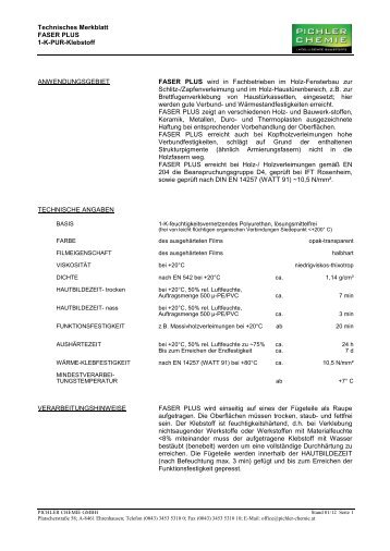 Technisches Merkblatt - PICHLER CHEMIE GMBH