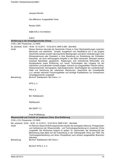 Fakultät I Geisteswissenschaften - Index of