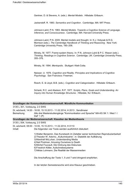 Fakultät I Geisteswissenschaften - Index of