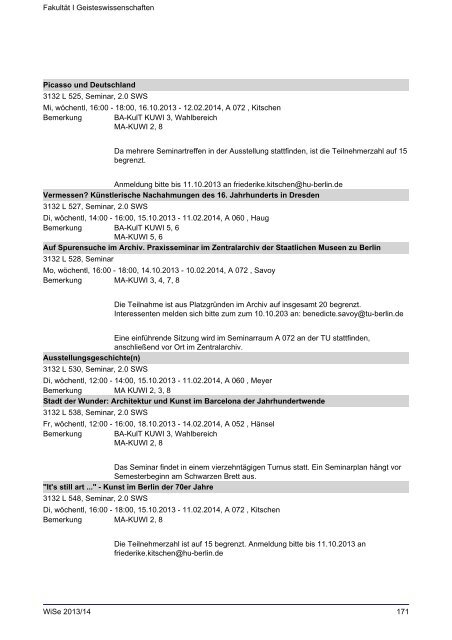 Fakultät I Geisteswissenschaften - Index of