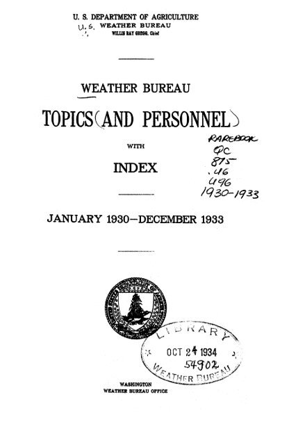 Weather Bureau topics and personnel / United States Department of ...