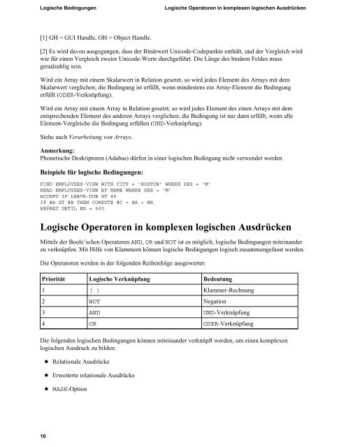 Logische Bedingungen - Software AG Documentation