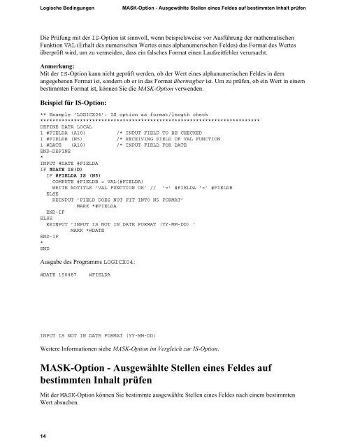 Logische Bedingungen - Software AG Documentation