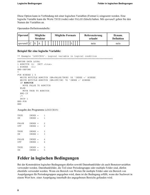 Logische Bedingungen - Software AG Documentation