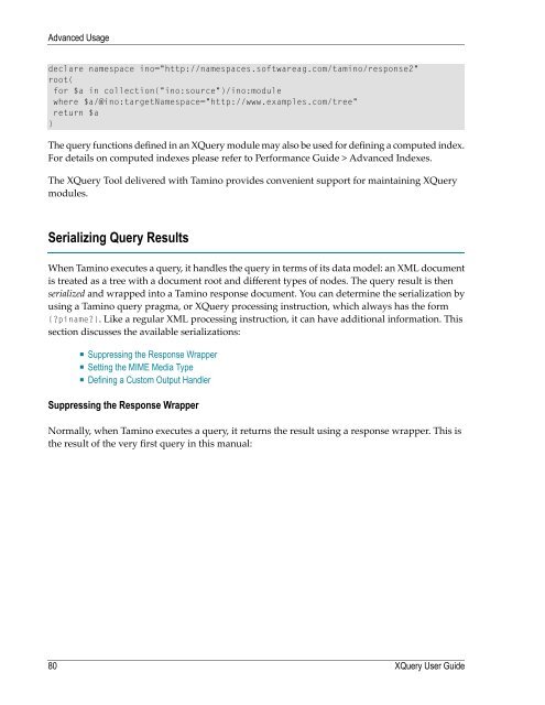 Tamino XQuery User Guide - Software AG Documentation