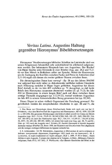 Veritas Latina. Augustins Haltung gegenüber Hieronymus1 ...