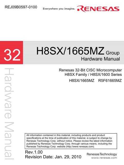 H8SX/1665MZ Group Hardware Manual - Renesas Electronics