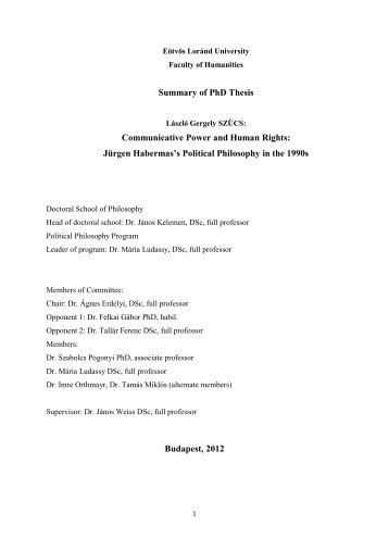 Summary of PhD Thesis Communicative Power and Human Rights ...