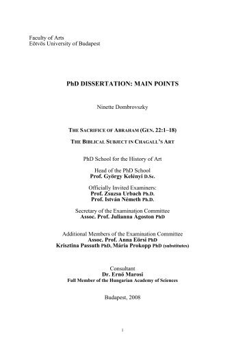 PhD DISSERTATION: MAIN POINTS - ELTE BTK disszertációk