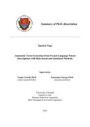 Summary of Ph.D. dissertation - doktori - Szegedi Tudományegyetem