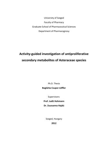 Activity-guided investigation of antiproliferative secondary ... - doktori