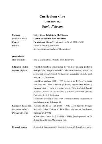 CV(RO) - Doctorat