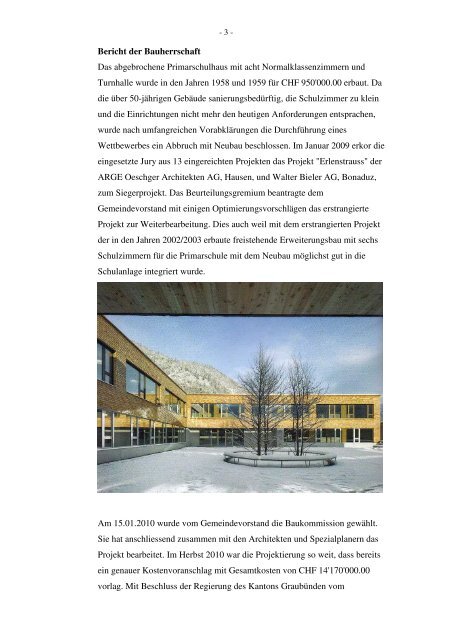 2013-Das neue Schulhaus Untervaz - Burgenverein Untervaz