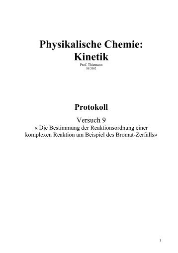 Physikalische Chemie: Kinetik - Chemiestudent.de