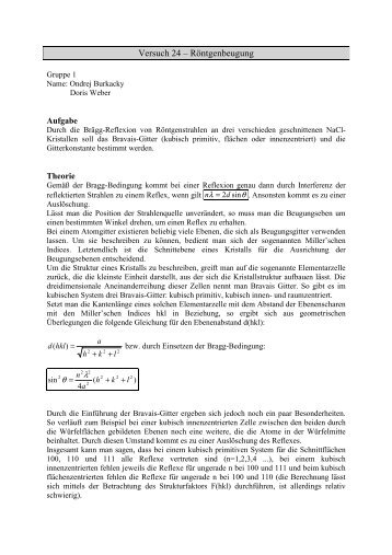 Versuch 24 – Röntgenbeugung - Chemiestudent.de