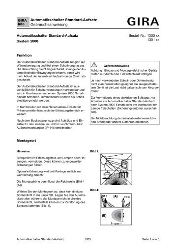 Automatikschalter Standard-Aufsatz ... - Download - Gira