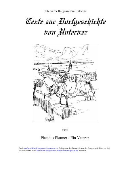 1920-Placidus Plattner - Ein Veteran - Burgenverein Untervaz