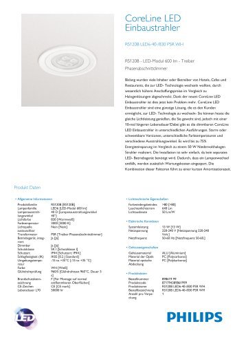 Product Leaflet: CoreLine ProSet RS120B starres Downlight - Philips