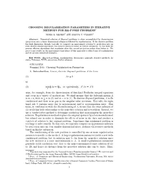 choosing regularization parameters in iterative methods for ... - DRUM