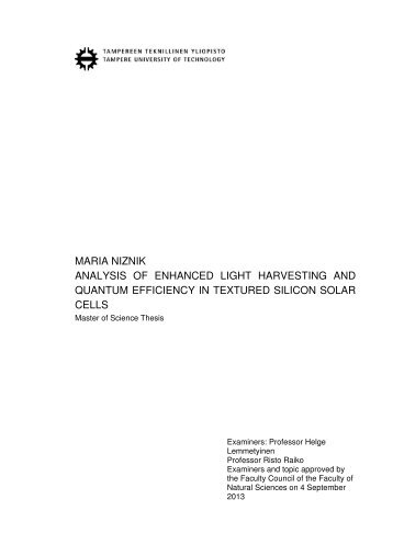 maria niznik analysis of enhanced light harvesting and quantum ...
