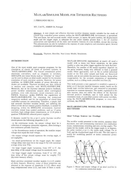 MATLAB/SIMULINK MODEL FOR THYRISTOR RECTIFIERS