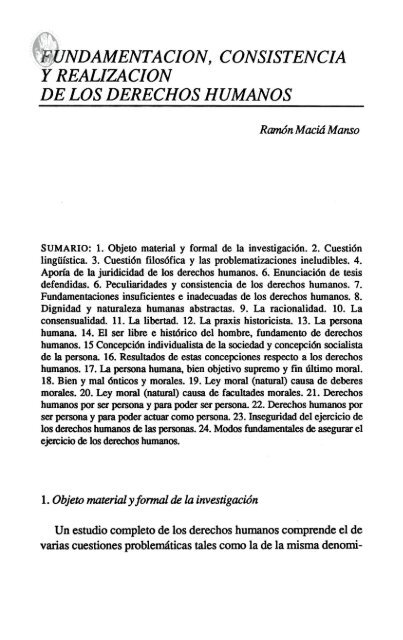 FUNDAMENTACION, CONSISTENCIA Y REALIZACIÓN DE LOS ...