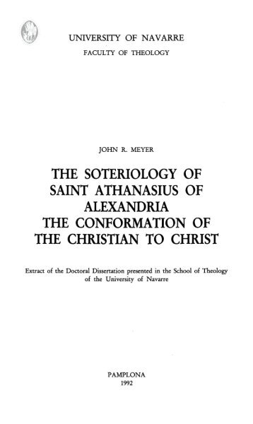 the soteriology of saint athanasius of alexandria the conformation of ...