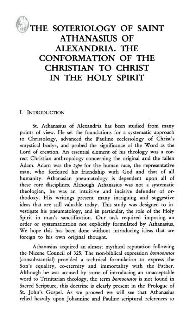 the soteriology of saint athanasius of alexandria the conformation of ...