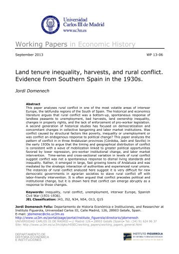 Land tenure inequality, harvests, and rural conflict ... - e-Archivo