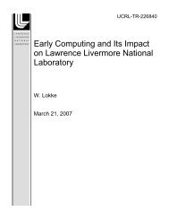 Early Computing and Its Impact on Lawrence Livermore National ...