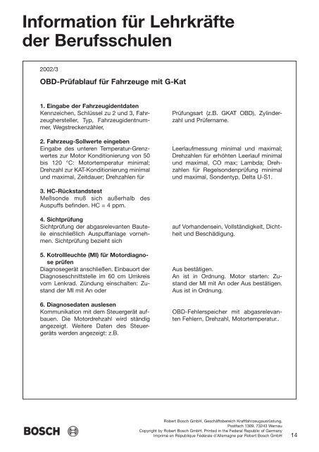 Information für Lehrkräfte  der Berufsschulen - Bosch