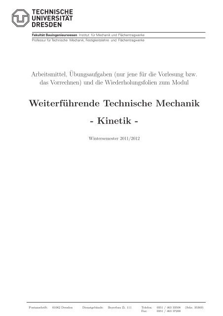 Weiterführende Technische Mechanik - Kinetik -