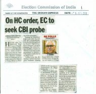 rOn Corder, ECto seek C I probe - Election Commission of India