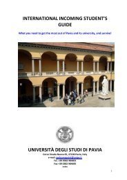 International Incoming Student's Guide - Università degli studi di Pavia