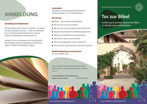 Flyer Tor zur Bibel 2014 - Waldkirche Obertshausen