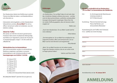 Flyer Tor zur Bibel 2014 - Waldkirche Obertshausen