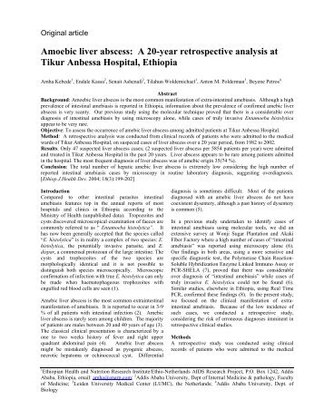 Amoebic liver abscess: A 20-year retrospective analysis at Tikur ...