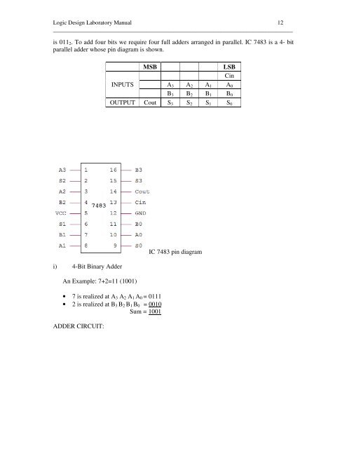 LOGIC DESIGN LABORATORY MANUAL - VTU e-Learning Centre