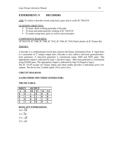 LOGIC DESIGN LABORATORY MANUAL - VTU e-Learning Centre