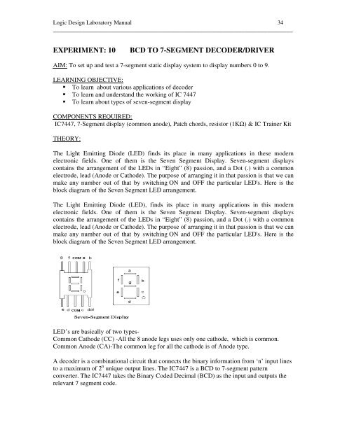 LOGIC DESIGN LABORATORY MANUAL - VTU e-Learning Centre