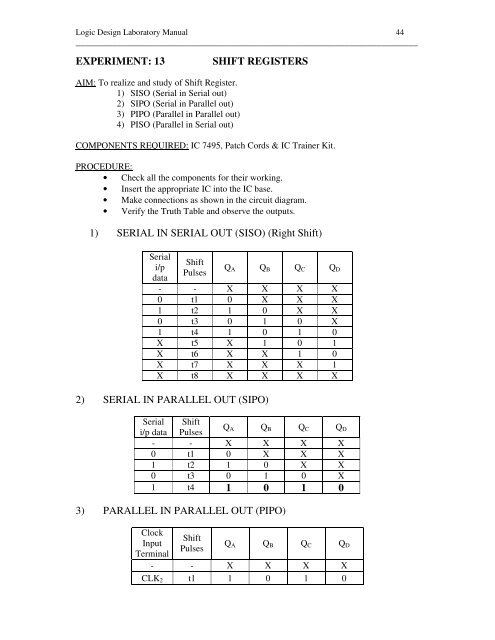 LOGIC DESIGN LABORATORY MANUAL - VTU e-Learning Centre