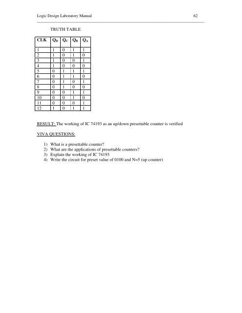 LOGIC DESIGN LABORATORY MANUAL - VTU e-Learning Centre