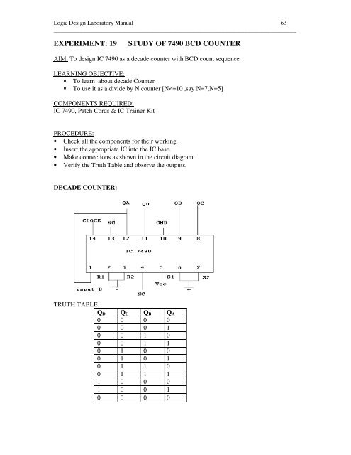 LOGIC DESIGN LABORATORY MANUAL - VTU e-Learning Centre