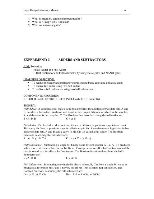 LOGIC DESIGN LABORATORY MANUAL - VTU e-Learning Centre