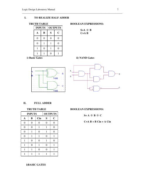 LOGIC DESIGN LABORATORY MANUAL - VTU e-Learning Centre