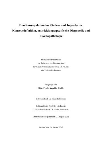 Emotionsregulation im Kindes- und Jugendalter - E-LIB - Universität ...