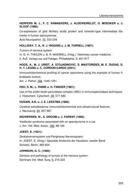 Immunhistologische Charakterisierung primärer Neoplasien des ...