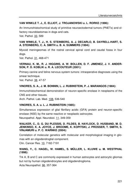 Immunhistologische Charakterisierung primärer Neoplasien des ...