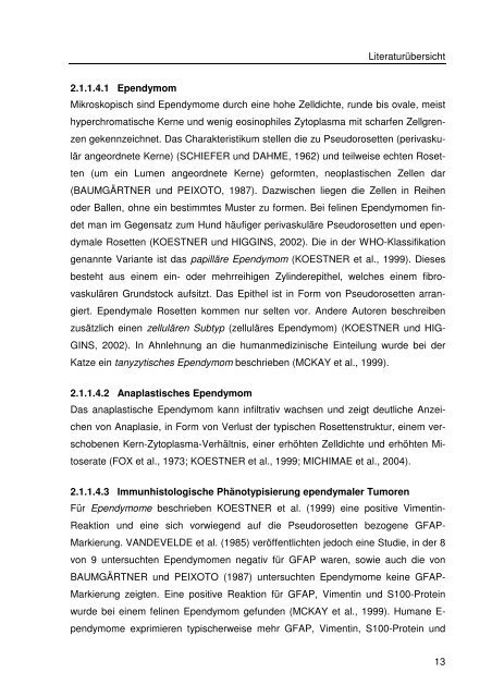 Immunhistologische Charakterisierung primärer Neoplasien des ...