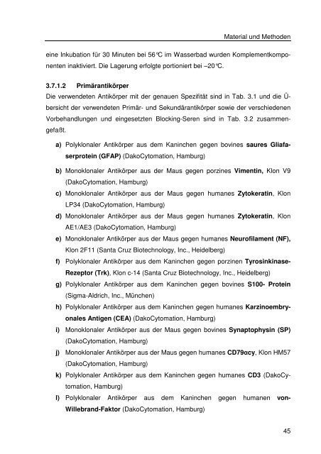 Immunhistologische Charakterisierung primärer Neoplasien des ...